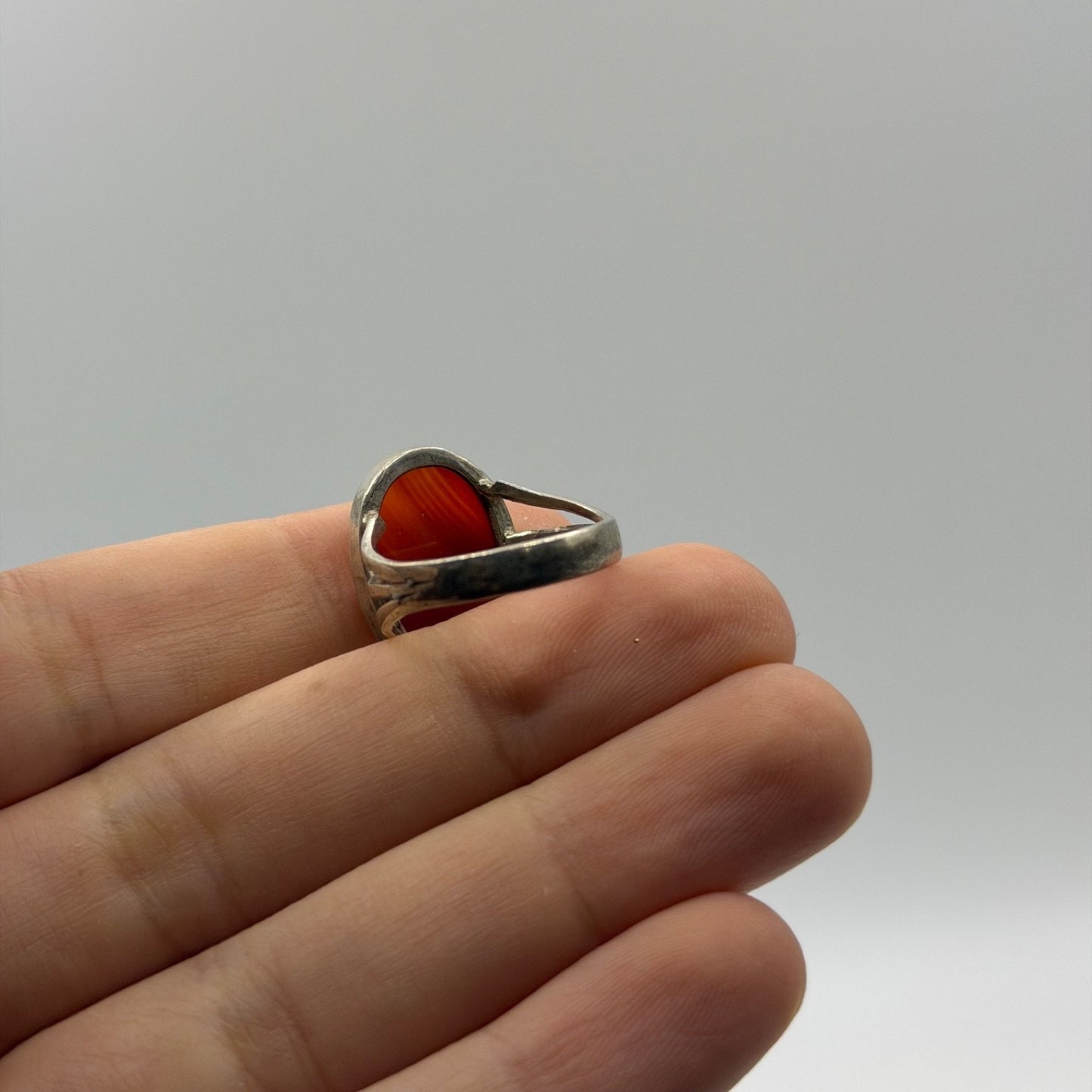 Solid Silver Agate Stone Vintage Afghan Tribal Ring