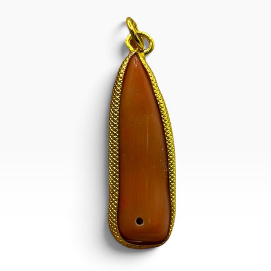 Vintage Natural Coral Barrel Pendant Gold Plated Wire Wrapped Bead Charm