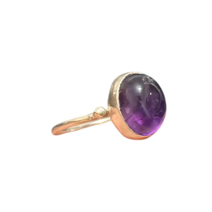 Natural Amethyst Stone Minimal Ring Silver 92.5