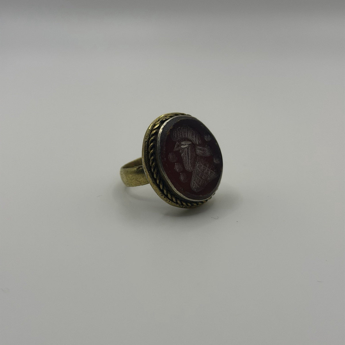 Ancient Roman Style Emperor Intaglio Brass Ring
