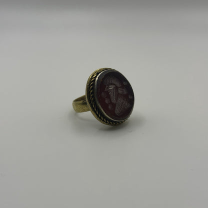 Ancient Roman Style Emperor Intaglio Brass Ring