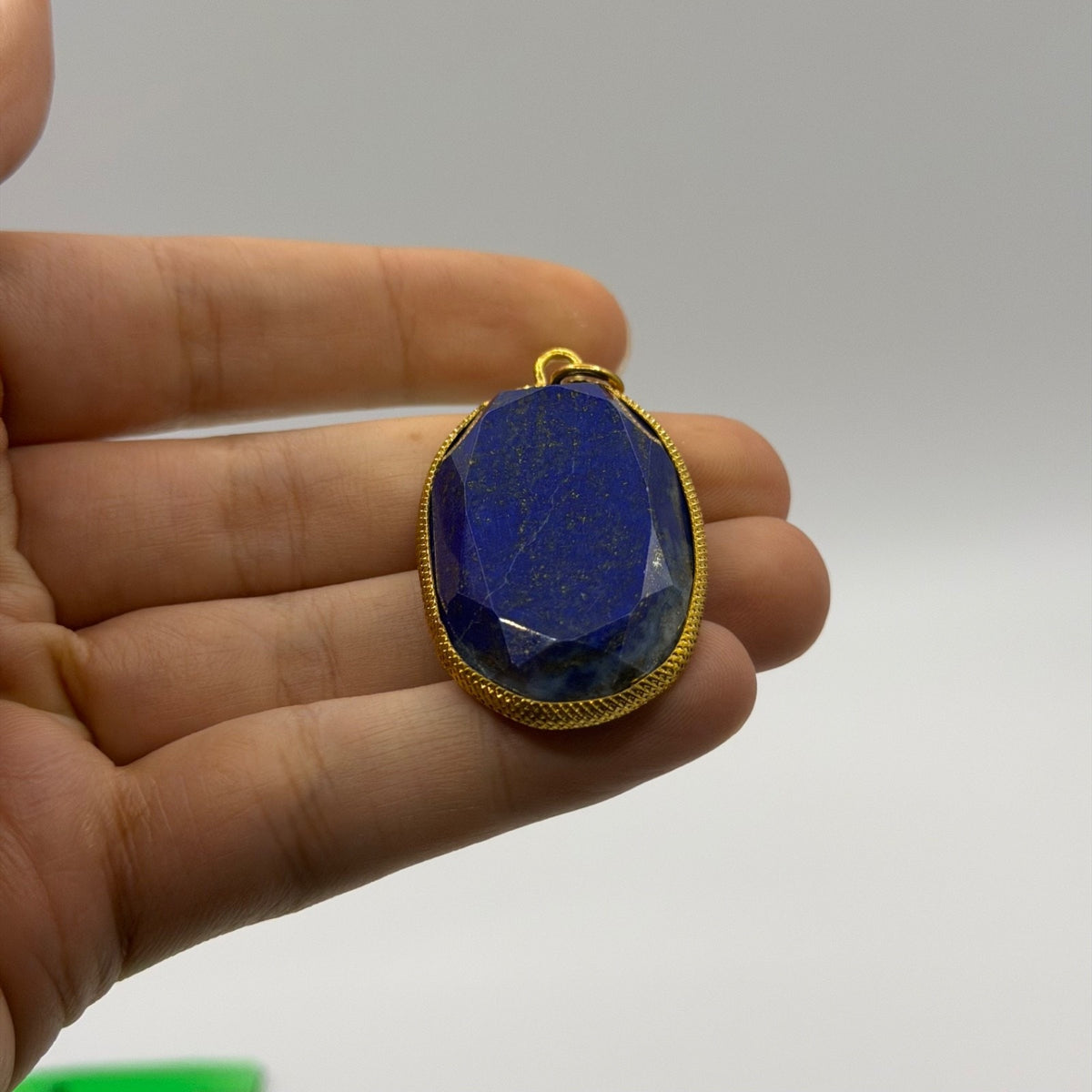 Genuine Natural Afghan Lapiz Lazuli Gold Gilded Pendant
