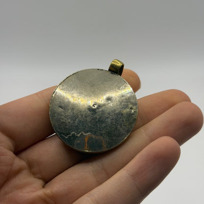 Ancient Near Eastern Style Hand Carved Intaglio Brass Pendant