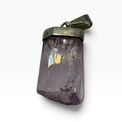 Sterling Silver 925 Raw Quartz Crystal Point Gemstone Pendant