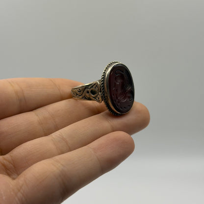 Vintage Ancient Roman Style Silver Intaglio Ring