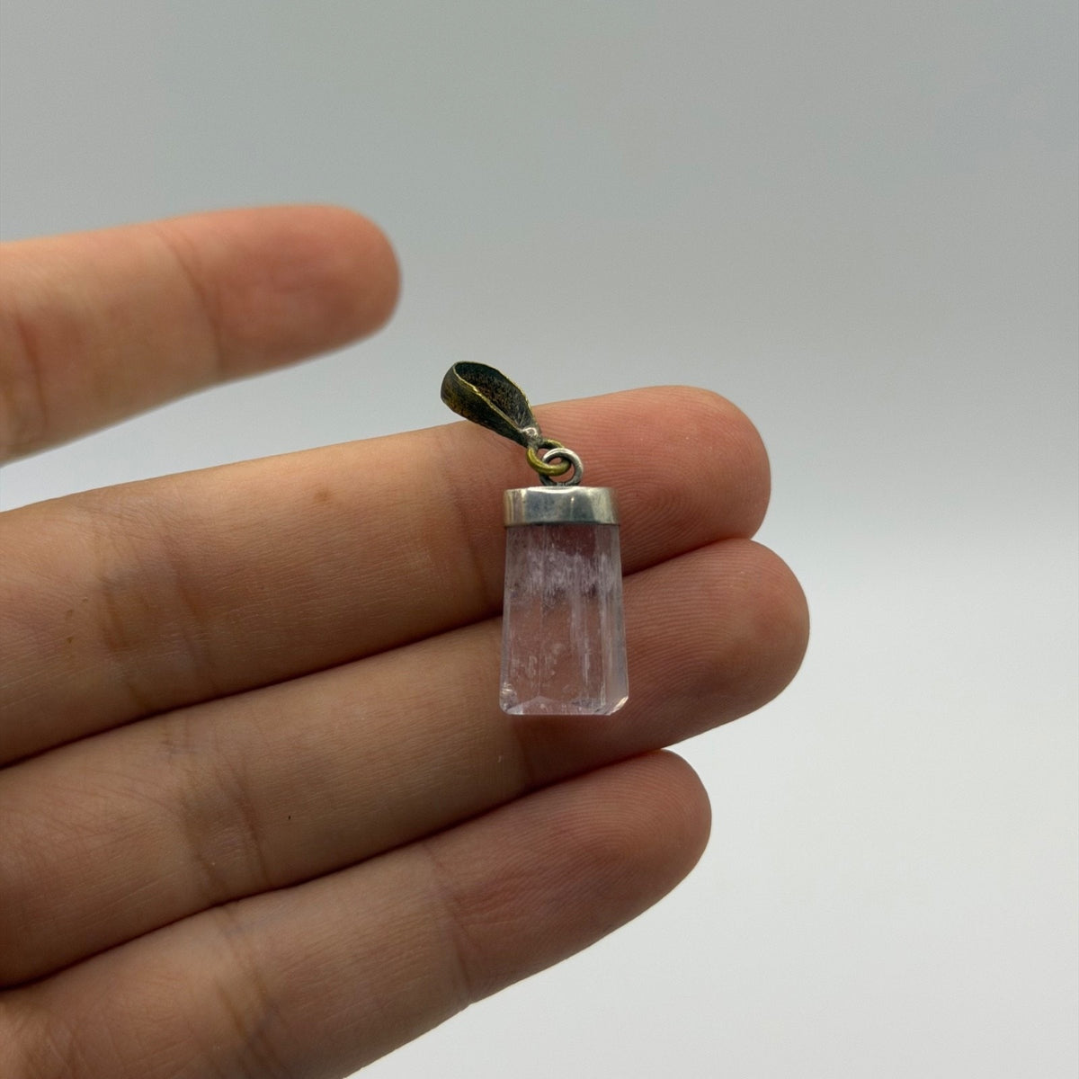 Sterling Silver 925 Raw Quartz Crystal Point Gemstone Pendant