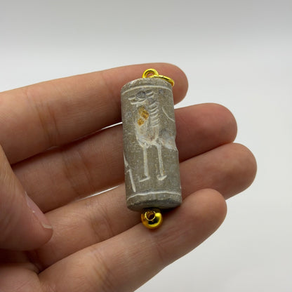Antique Carved Cylinder Seal Pendant Ancient Style Bead Charm