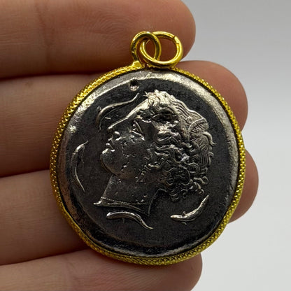 Sicily Syracuse Time of Dionysius I Gold Plated Frame Pendant