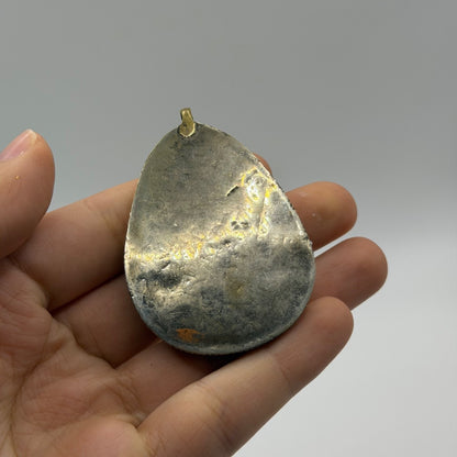 Antique Vintage Tribal Filigree Teardrop Pendant Brass Bronze Silver Wire Art