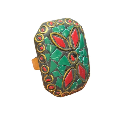 Stunning Nepalese Vintage Style Ring With Stones
