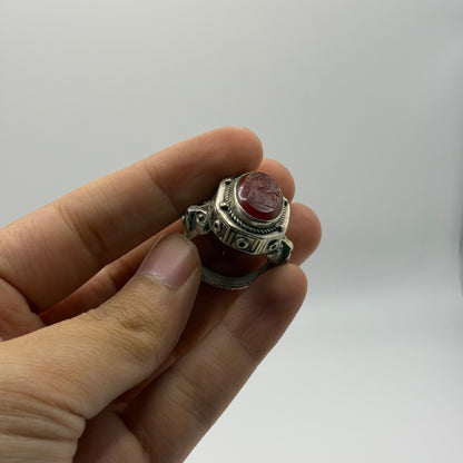 Ancient Roman Inspired Hand Carved Agate Intaglio Ring