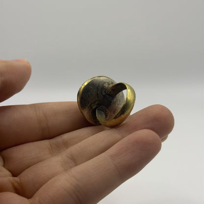 Ancient Roman Style Emperor Sitting Intaglio Brass Ring