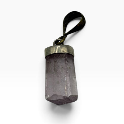Sterling Silver 925 Raw Quartz Crystal Point Gemstone Pendant