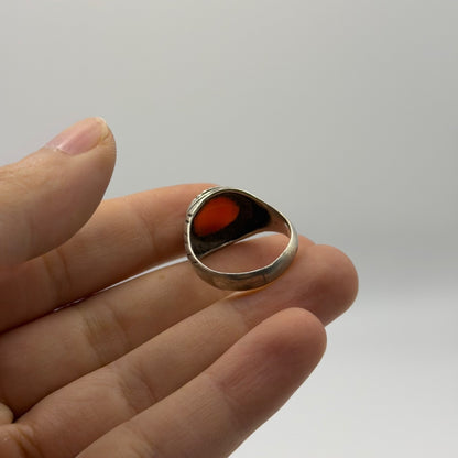 Vintage Handmade Silver Ring With Agate Stone