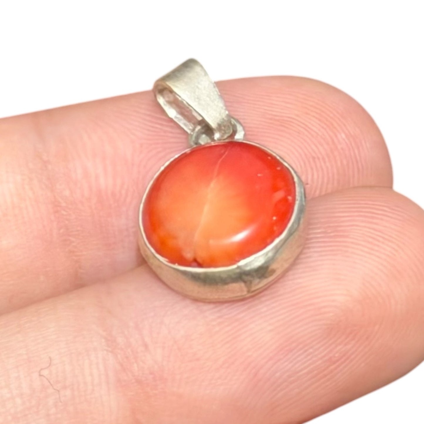 92.5 Silver Coral Stone Minimal Cute Pendant