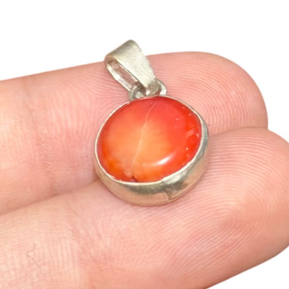 92.5 Silver Coral Stone Minimal Cute Pendant