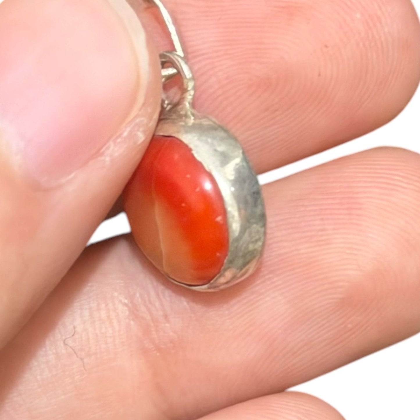92.5 Silver Coral Stone Minimal Cute Pendant