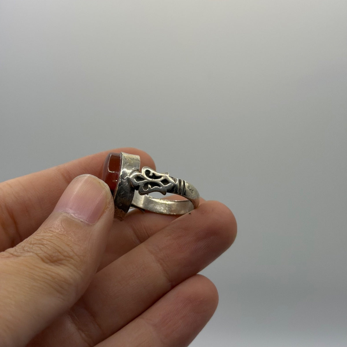 Vintage Afghan Agate Handmade Silver Ring