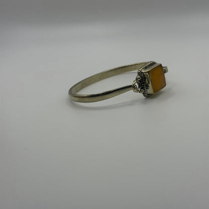 Silver Tone Boho Style Bangle With Stone
