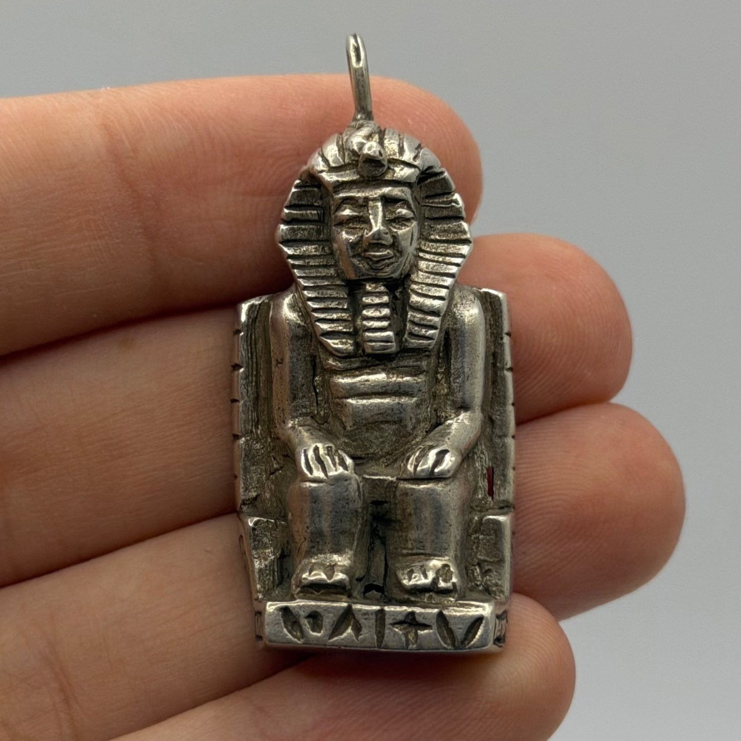Ancient Egyptian Inspired Silver Pharaoh King Pendant