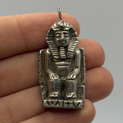 Ancient Egyptian Inspired Silver Pharaoh King Pendant