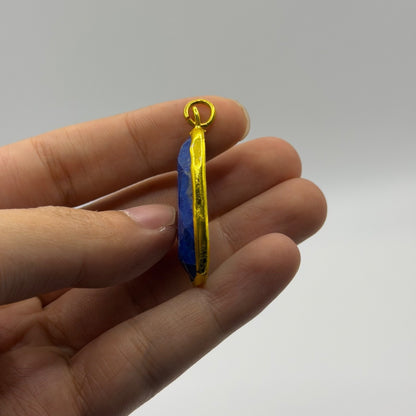 Genuine Natural Afghan Lapiz Lazuli Gold Gilded Pendant