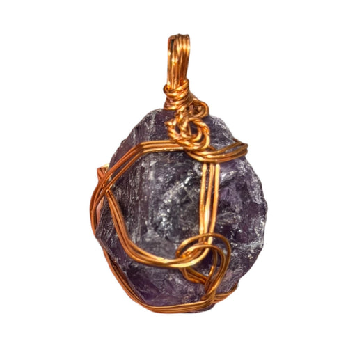 Natural Amethyst Stone Gold Tone Pendant