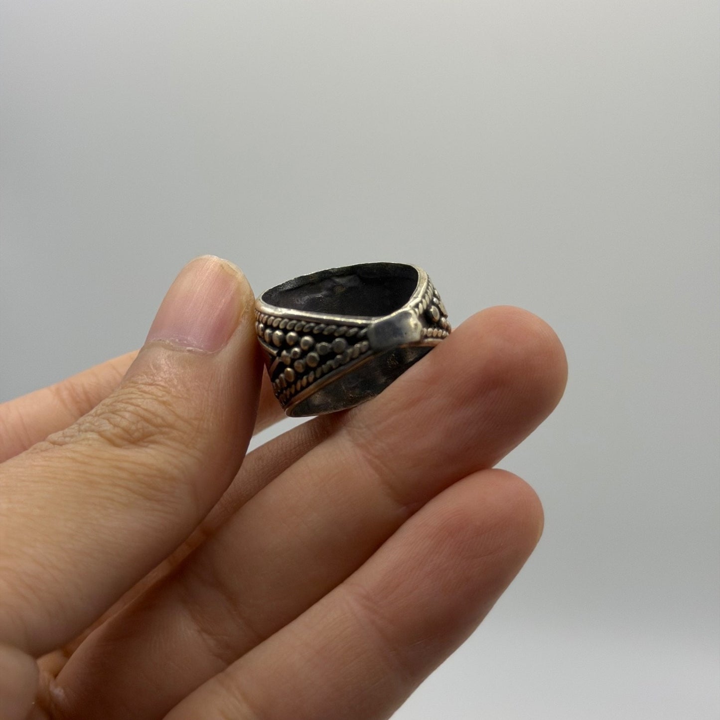 Antique Afghan Tribal Kucci Nomad Silver Ring With Stones