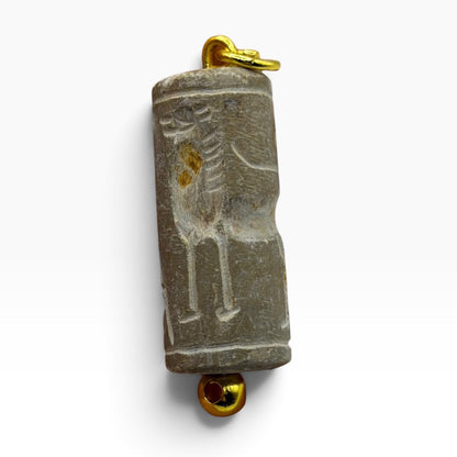 Antique Carved Cylinder Seal Pendant Ancient Style Bead Charm
