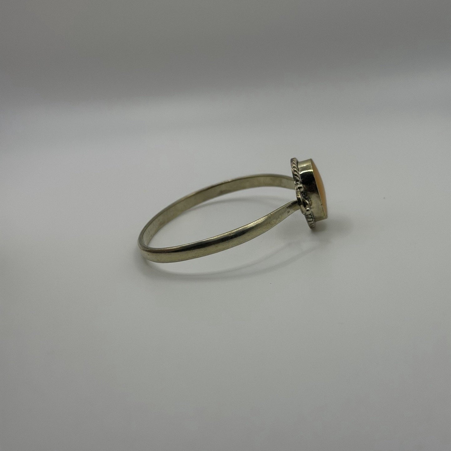 Silver Tone Boho Style Bangle With Stone