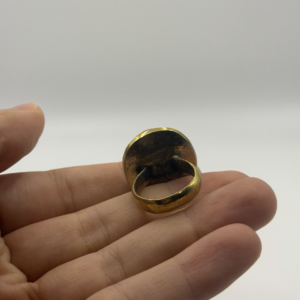 Ancient Roman Style Emperor Intaglio Brass Ring