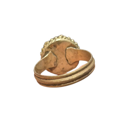 Vintage Nepalese Turquoise Brass Antique Ring
