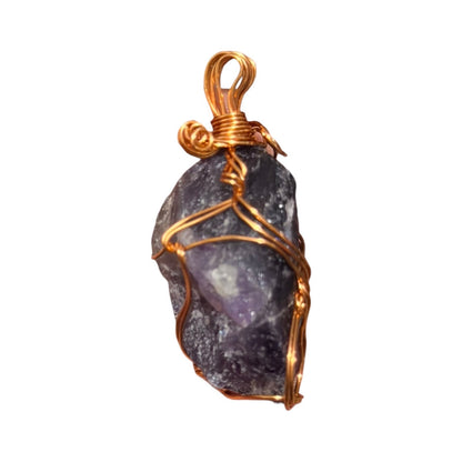 Natural Amethyst Stone Gold Tone Pendant