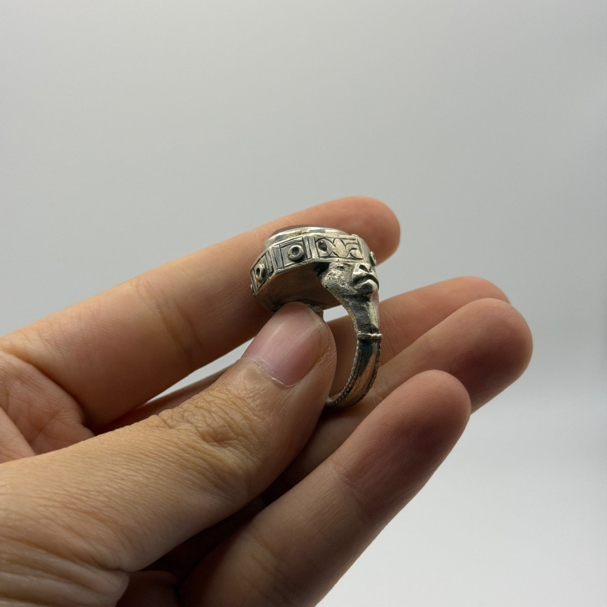 Ancient Roman Inspired Hand Carved Agate Intaglio Ring