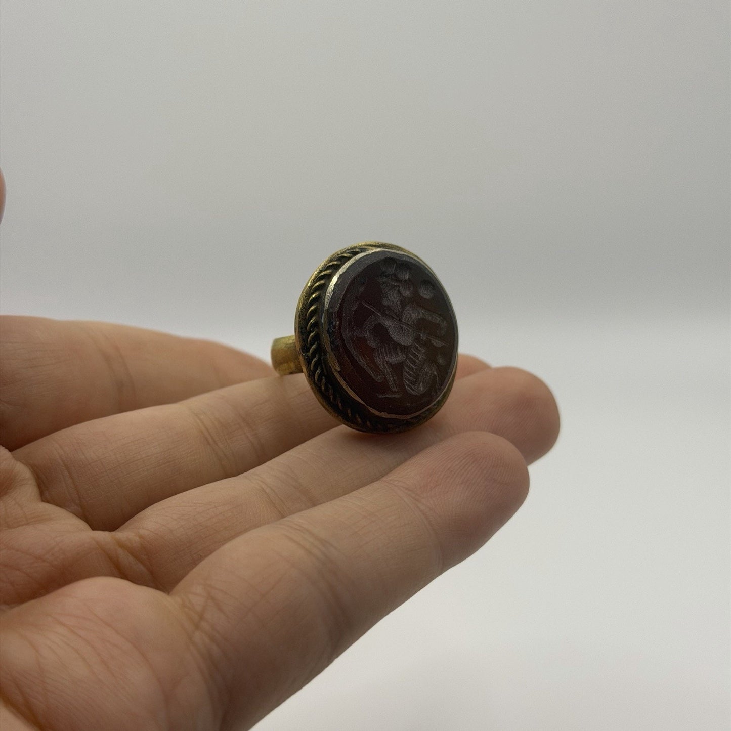 Ancient Roman Style Emperor Intaglio Brass Ring