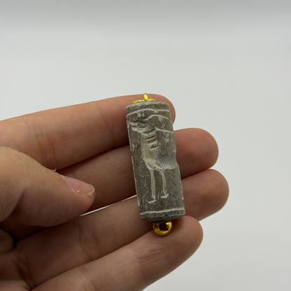 Antique Carved Cylinder Seal Pendant Ancient Style Bead Charm