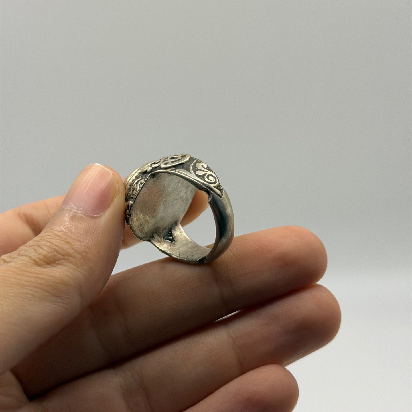 Vintage Silver Roman Carnelian Intaglio Ring Antique Style Carved Gemstone