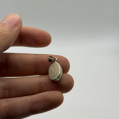 925 Sterling Silver Oval Clear Quartz Cabochon Pendant Charm