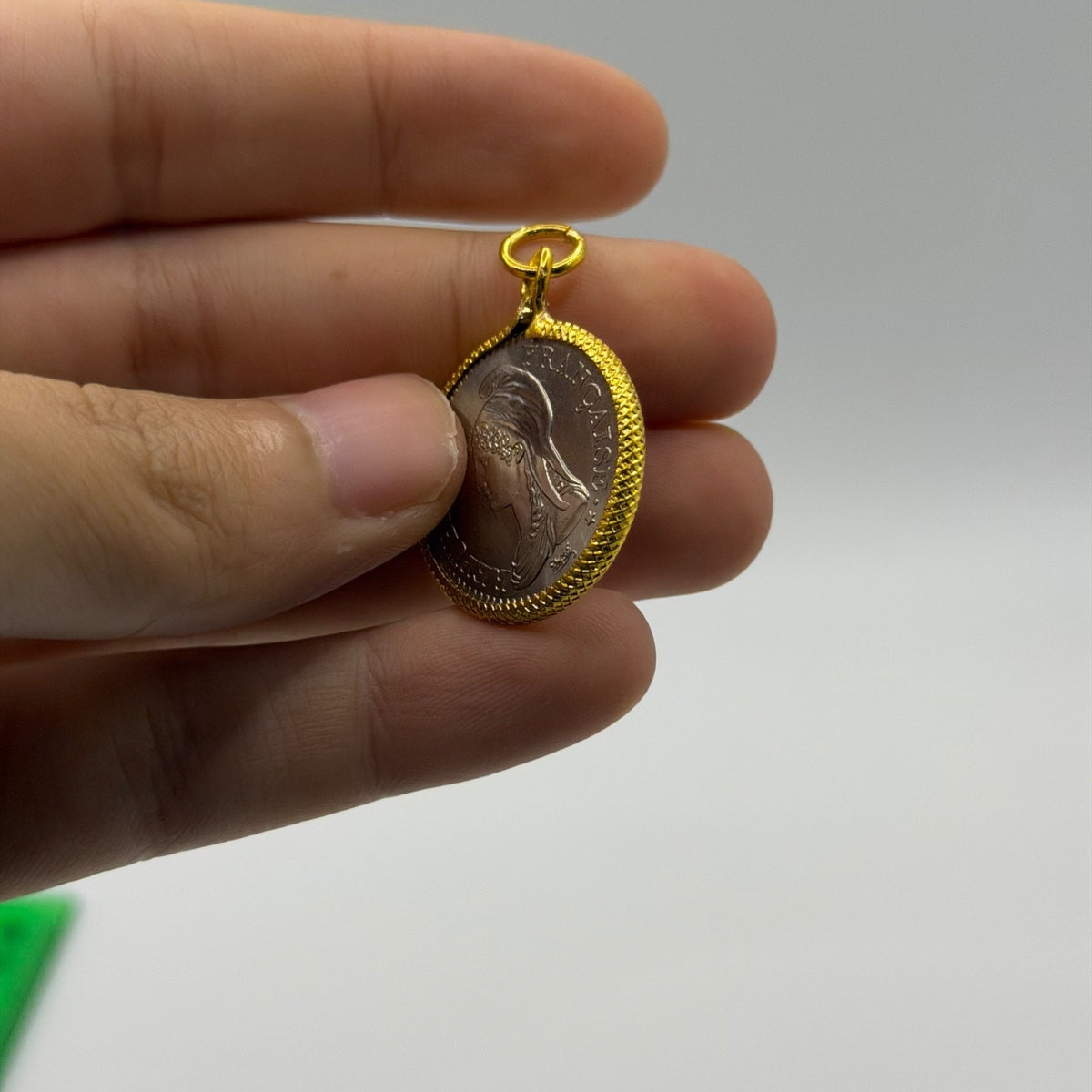 French Marianne / Ceres Dupré Style Coin Gold Plated Pendant