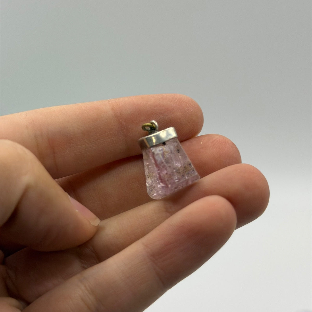 Sterling Silver 925 Raw Quartz Crystal Point Gemstone Pendant