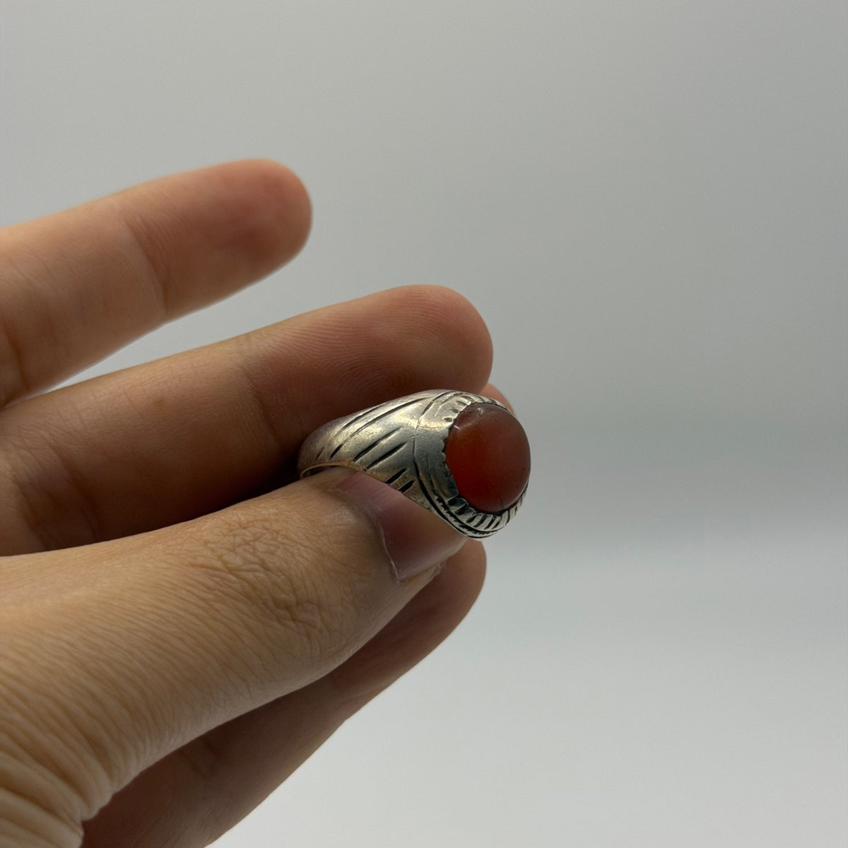 Vintage Handmade Silver Ring With Agate Stone