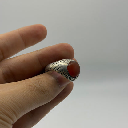 Vintage Handmade Silver Ring With Agate Stone