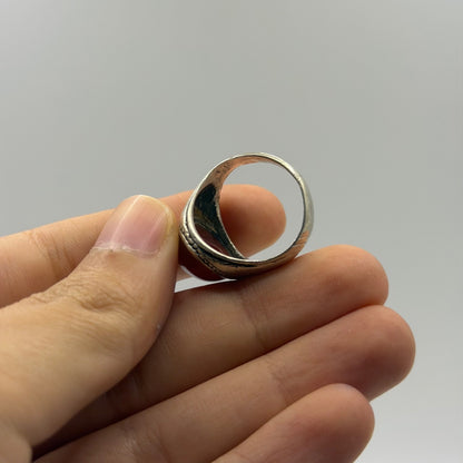 Classic Silver Solitaire Ring with Oval Red Carnelian and Beaded Bezel