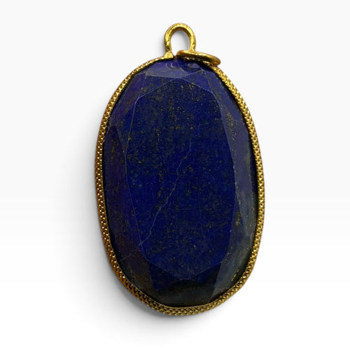 Genuine Natural Afghan Lapiz Lazuli Gold Gilded Pendant
