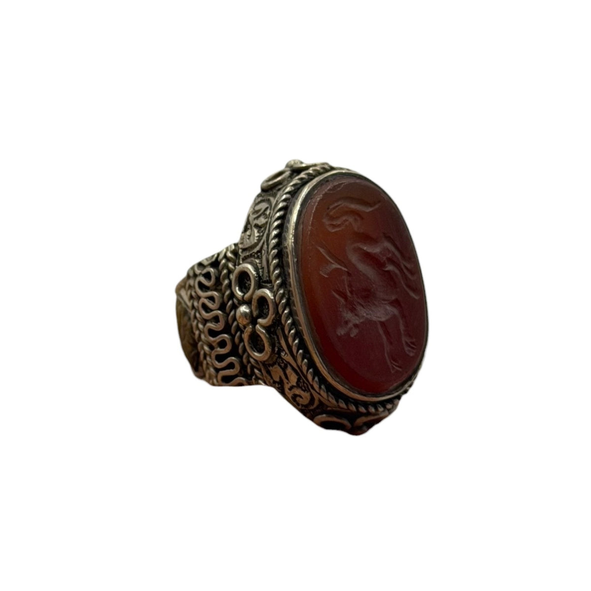 Ancient Roman Inspired Hand Carved Agate Intaglio Ring