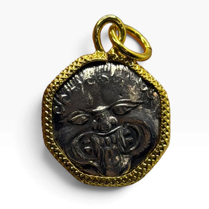 Ancient Roman Greek Style Silver & Gold Plated Coin Pendant