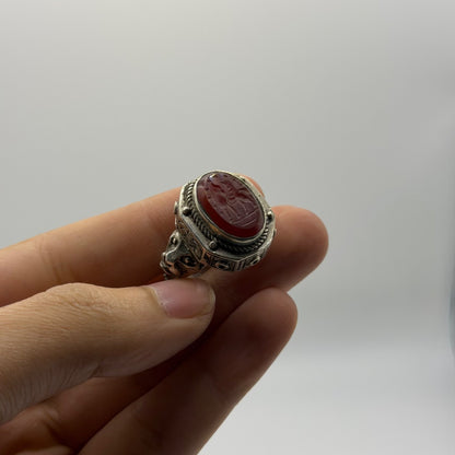 Ancient Roman Inspired Hand Carved Agate Intaglio Ring