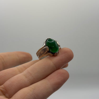 Vintage Handmade Silver Ring With Jade Stone