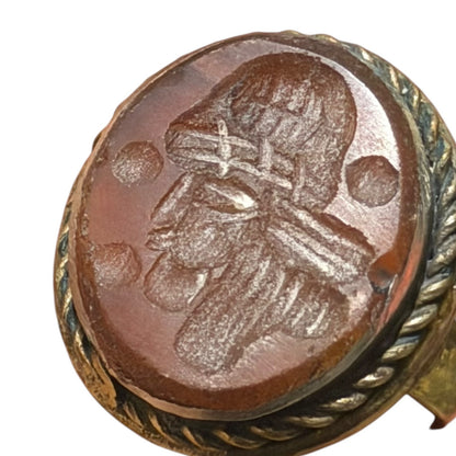 Ancient Roman Style Intaglio Carved Brass Ring
