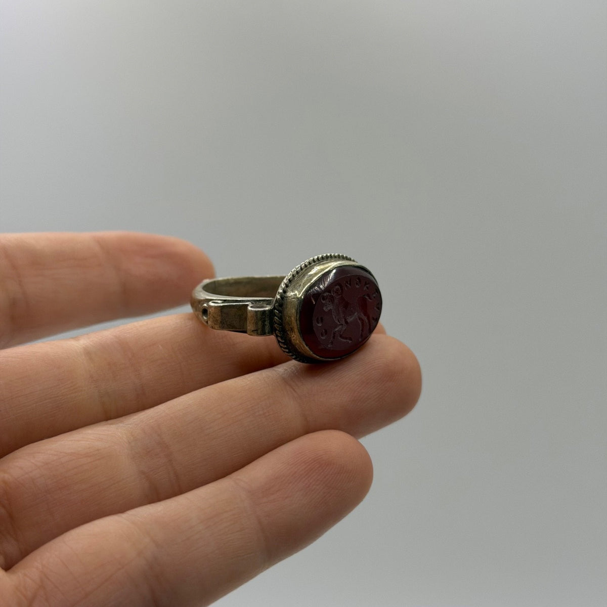 Vintage Silver Carnelian Intaglio Wax Seal Ring Ancient Style Roman Greek⁠